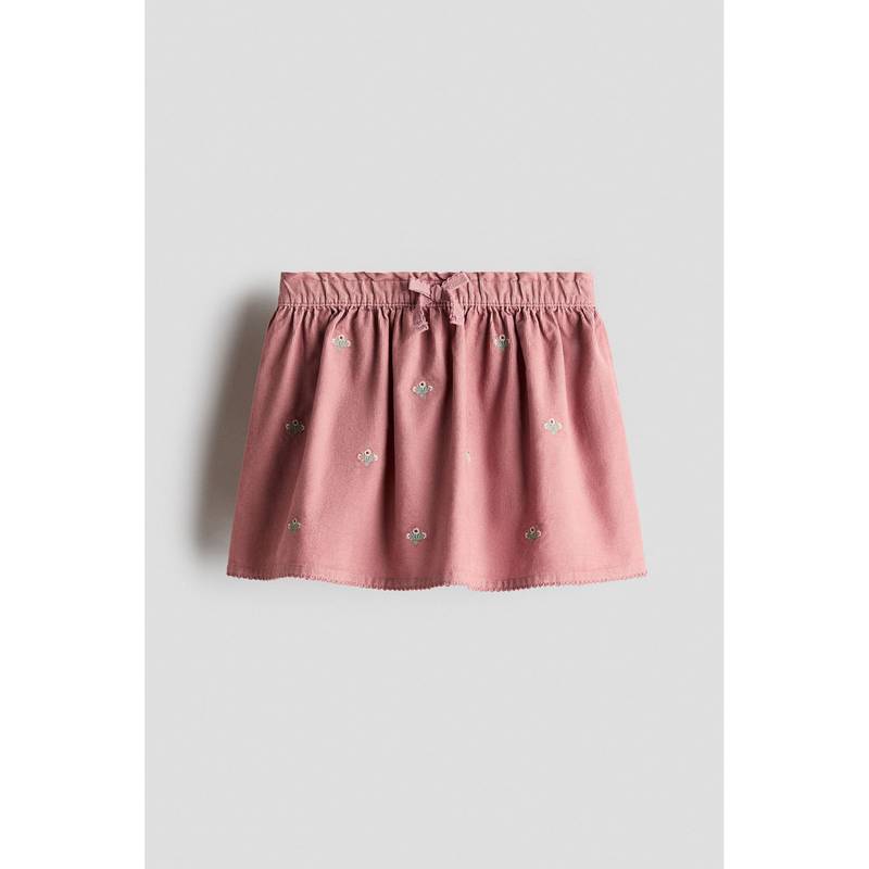 H&M Girls Peach Embroidery-detail corduroy skirt (6-8 Years)