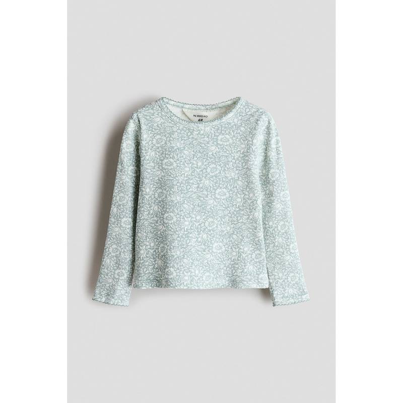H&M Girls Turquoise Patterned cotton top (1.5-2 Years)