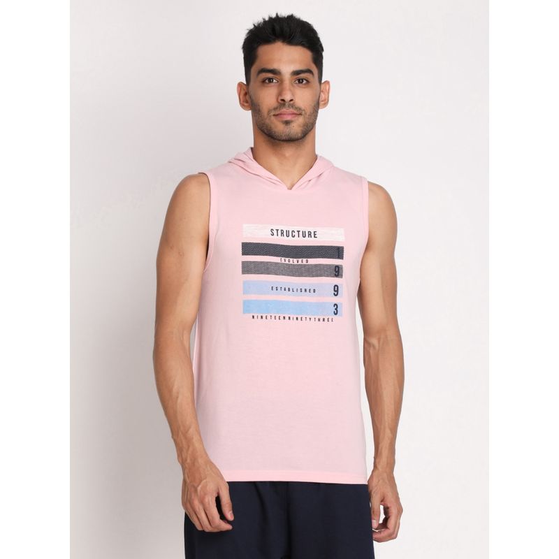 Chkokko Men Sports Tank Tops Sleeveless Pink Vest (S)