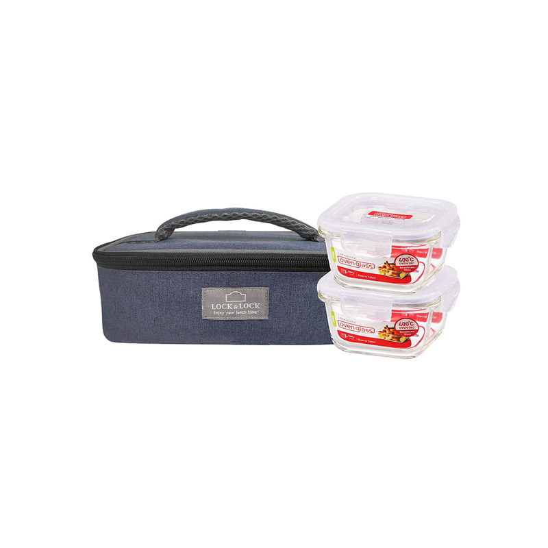 Buy Lock Lock Glass Lunch Box With Lunch Bag 300ml Set Of 2