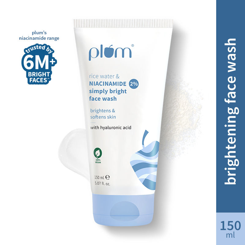 Plum 2% Niacinamide Face Wash With Rice Water For Oily Skin, Brightens & Hydrates