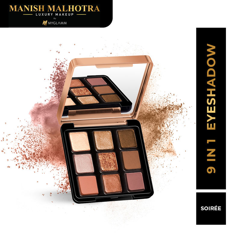 Manish Malhotra 9 In 1 Eyeshadow Palette - Matte, Metallic & Foil Finishes - Soiree