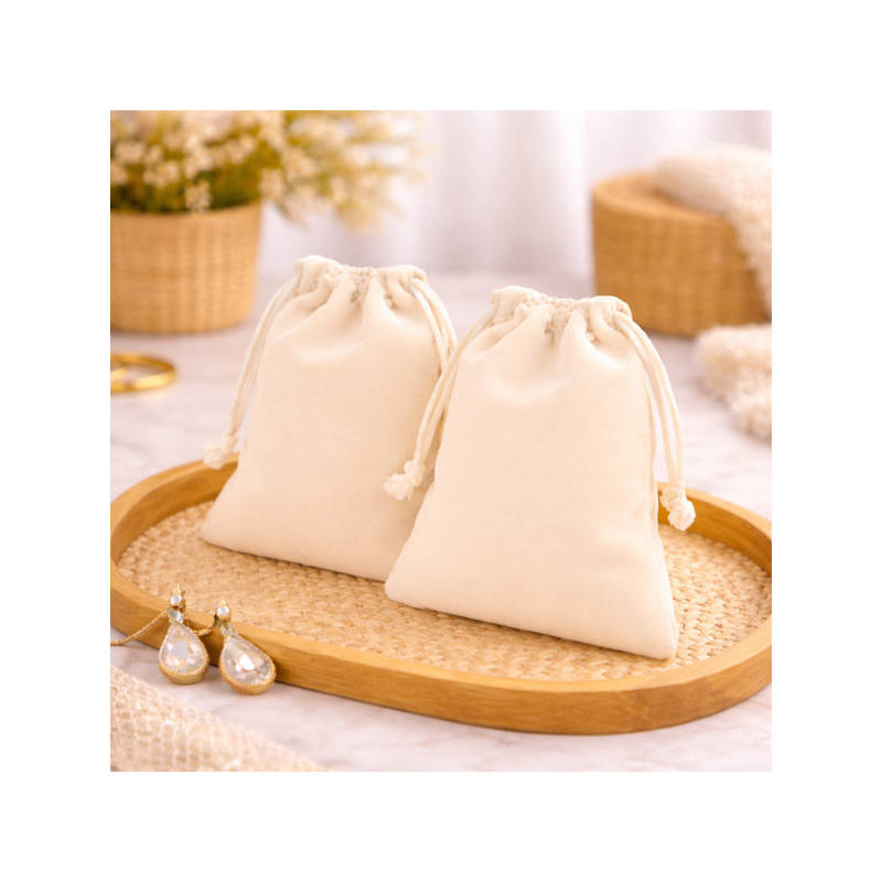 The Big Trove Cream Suede Jewellery & Multi-Purpose Organizer Pouches (Pack of 2) (M)