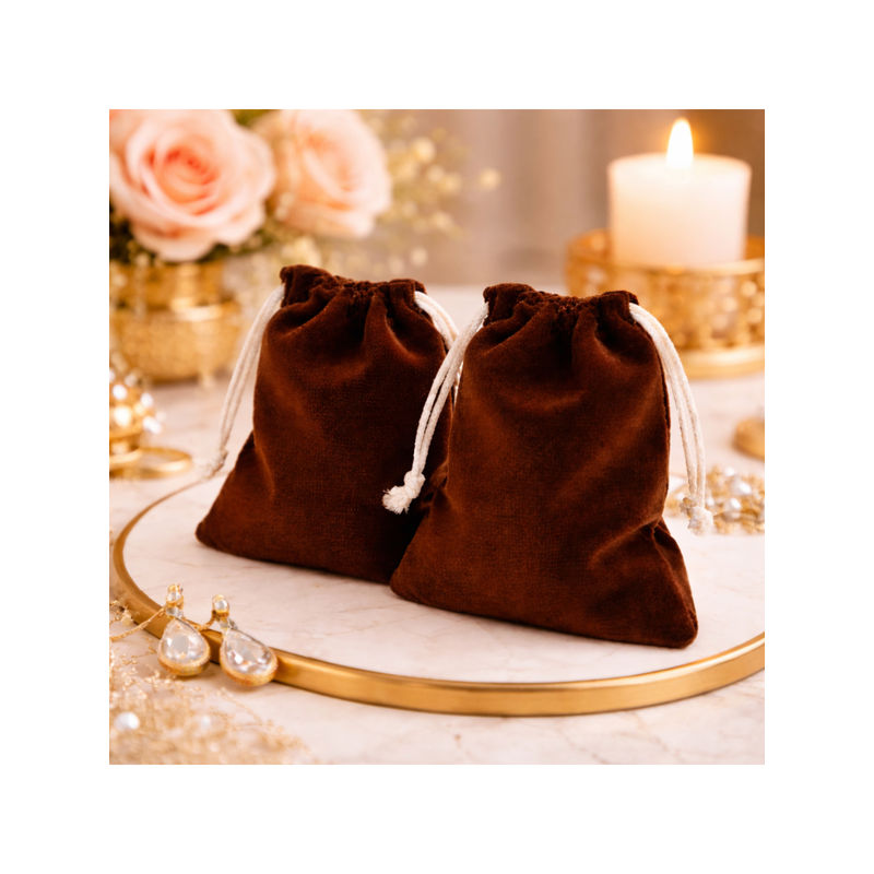 The Big Trove Brown Suede Jewellery & Multi-Purpose Organizer Pouches (Pack of 2) (S)