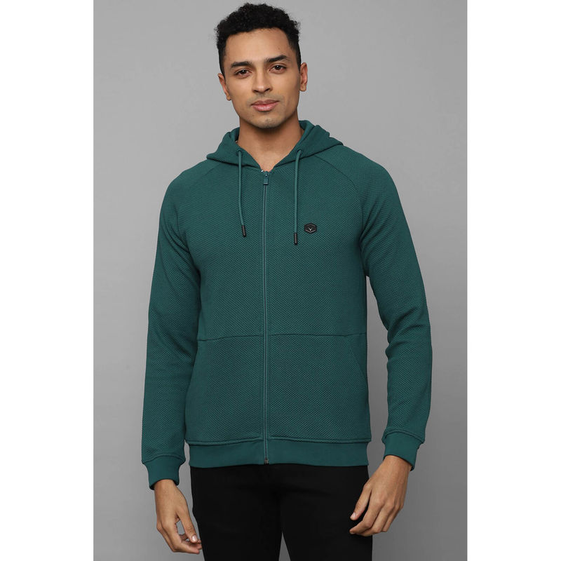 Allen Solly Men Green Hooded Neck Full Sleeves Casual Jacket (S)