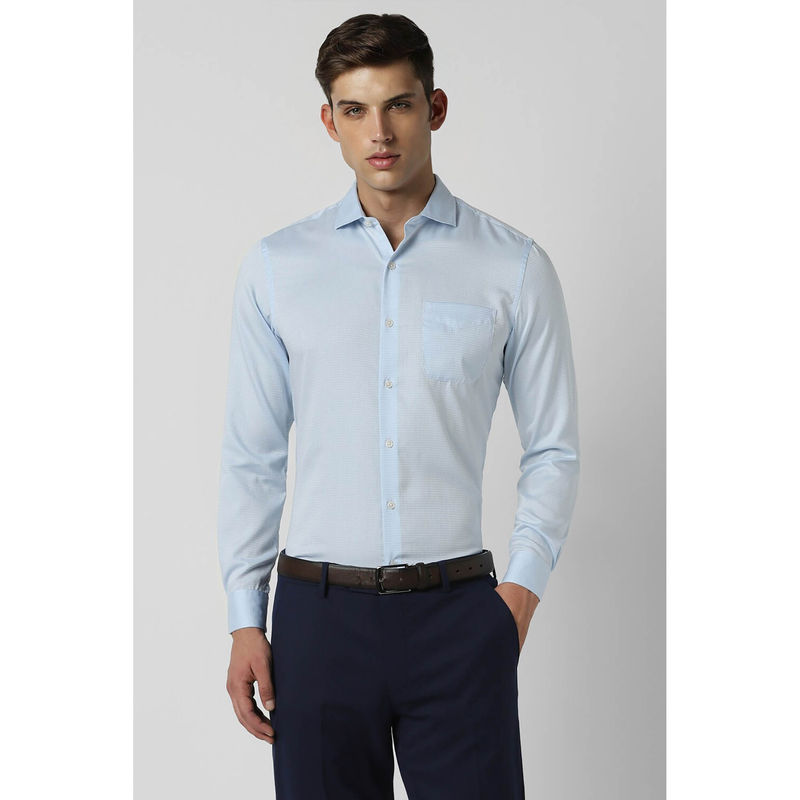 Peter England Men Blue Slim Fit Printed Full Sleeves Formal Shirt (46)