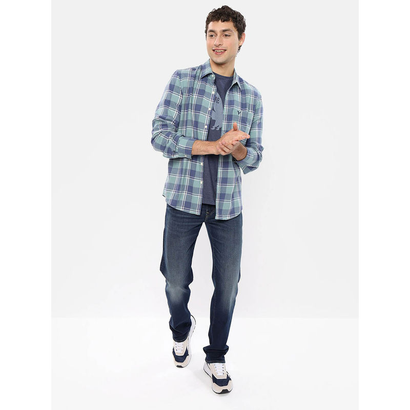 American Eagle Men Green Slim Fit Everyday Button Up Shirt (3XL)