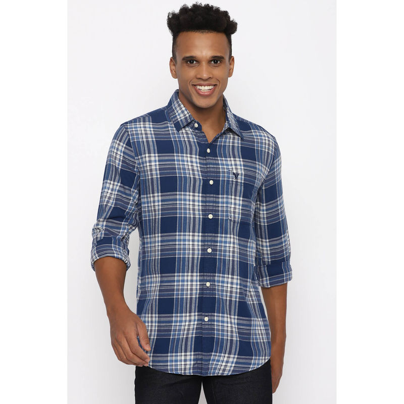 American Eagle Men Blue Slim Fit Everyday Button Up Shirt (L)