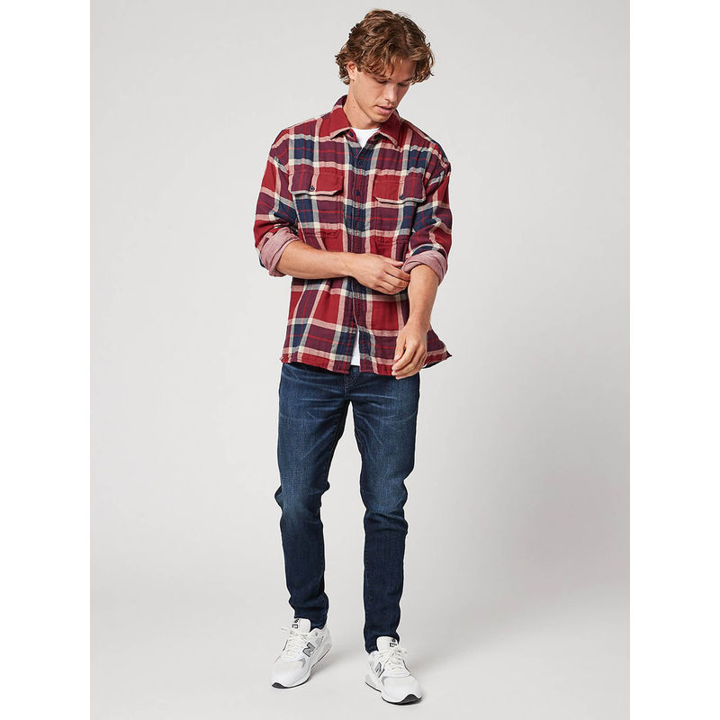 American Eagle Men Maroon 24/7 Venture Out Flannel (2XL)
