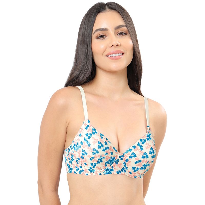 Amante Print Padded Non Wired Full Coverage T-Shirt Bra White (36C)