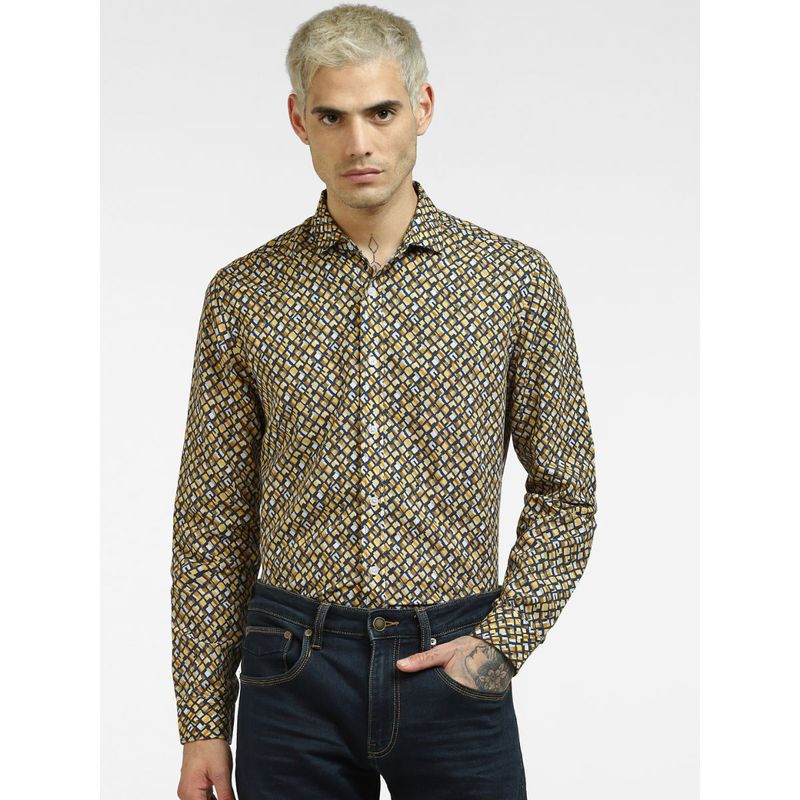 Jack & Jones Men Printed Yellow Shirt (S)