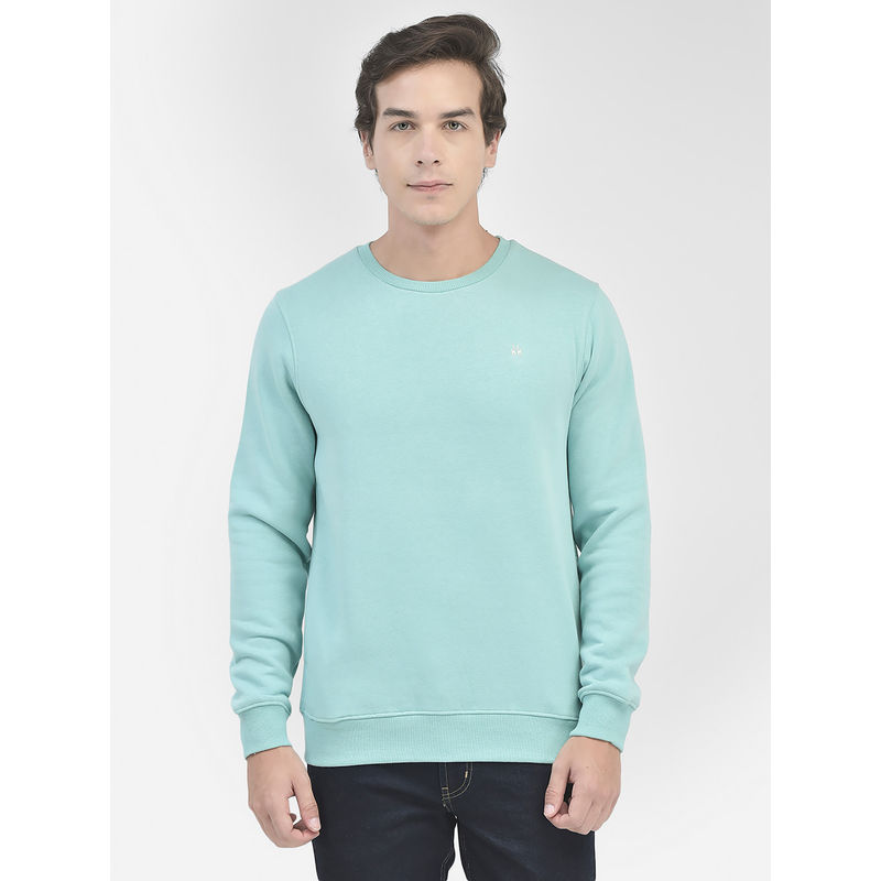 CRIMSOUNE CLUB Men Turquoise Round Neck Sweatshirt (XL)