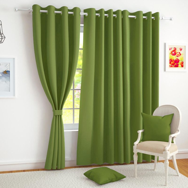 Story@Home Blackout 300 GSM Polyester Window Curtain (Green) (5 Feet)