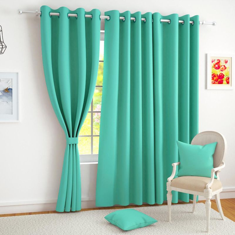 Story@Home Blackout 300 GSM Polyester Window Curtain (Mint Green) (5 Feet)