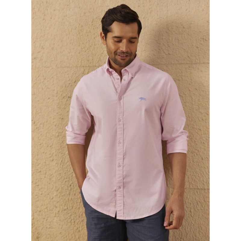 Andamen Regular Fit Pink Men Full Sleeve Stretchable Shirt (S)