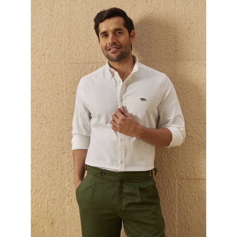 Andamen Regular Fit White Men Full Sleeve Stretchable Shirt (XL)