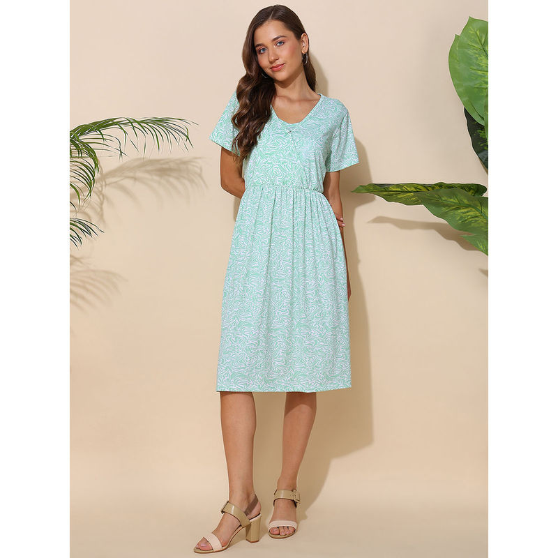 Zelena Women Half Sleeves Cotton Zipless Feeding Maternity Dress (2XL)