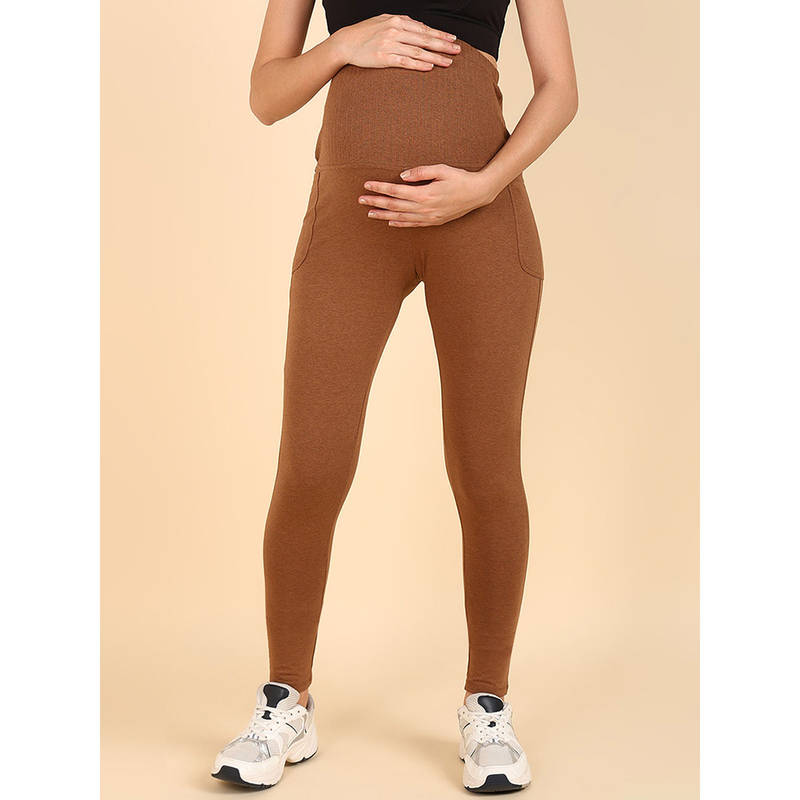 Zelena Women Ultra Stretch Maternity Leggings for Regular Height (M)