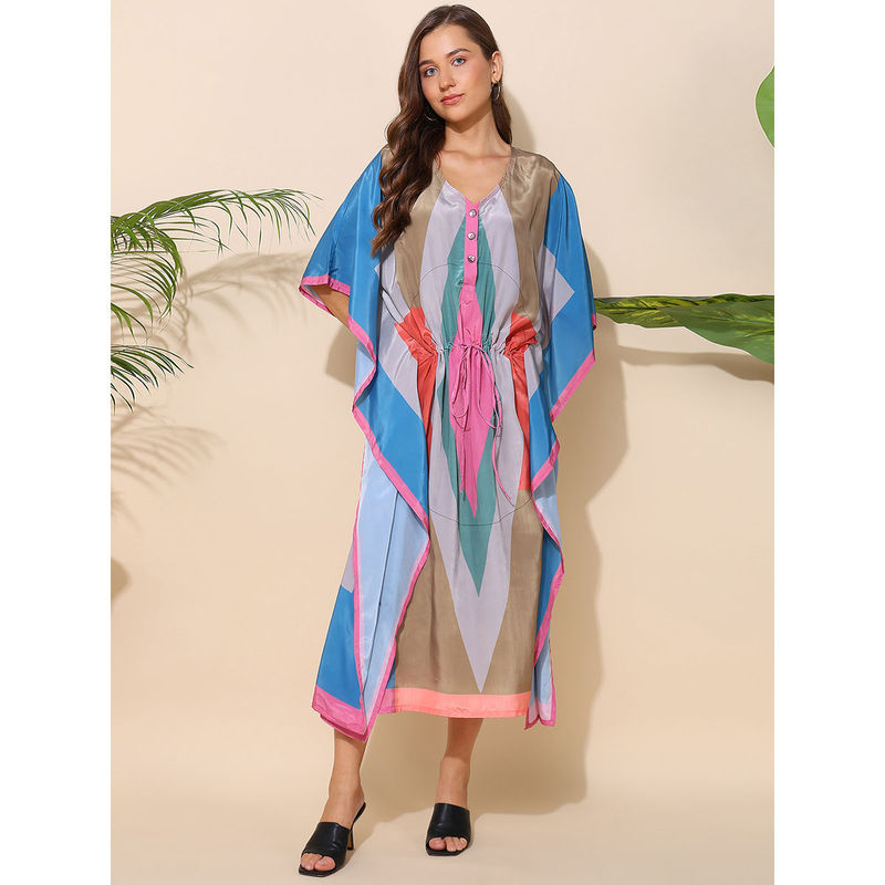 Zelena Women Half Sleeves Polyester Printed Zipless Feeding Kaftan Dress (XL)