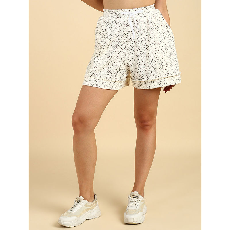 Zelena Women Cotton Printed Mid-Rise Elastic Maternity Shorts with Pockets (M)