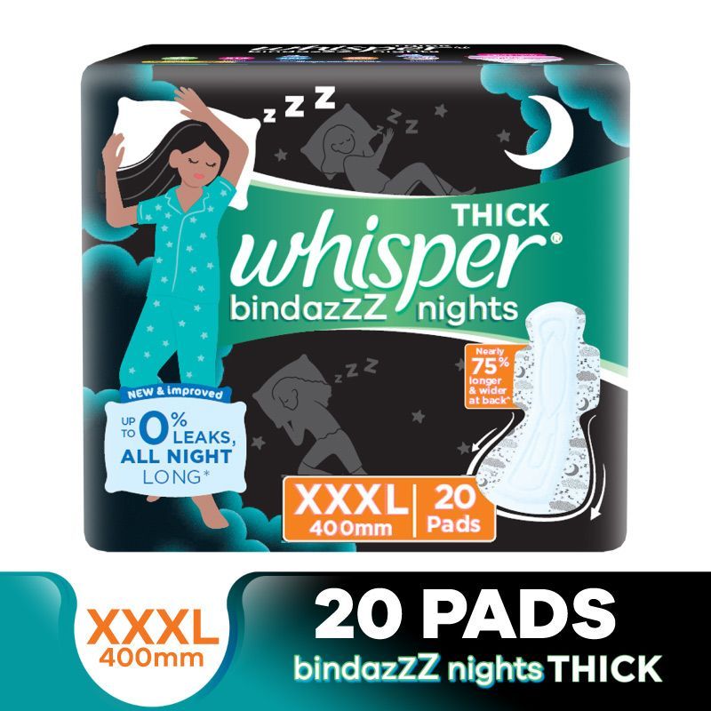 Whisper Bindazzz Night Period Panty, 6 M-L Panties, upto 0% Leaks