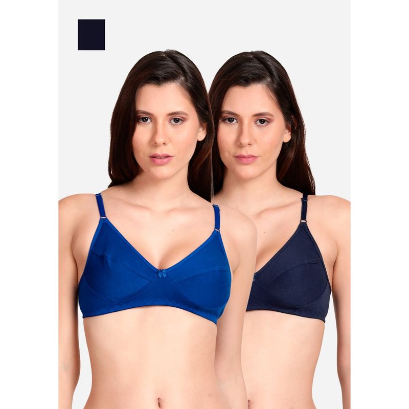 Shyaway Shyle Non Padded Seamed Everyday Bra Multicolor (Pack of 2) (32B)