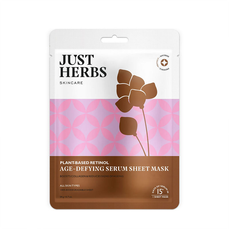 Buy Just Herbs Plant Based Retinol AgeDefying Serum Face Sheet Mask Online