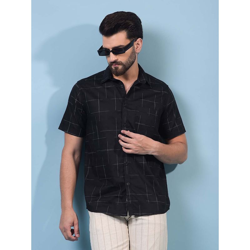 CRIMSOUNE CLUB Men Black Checks Shirt (M)