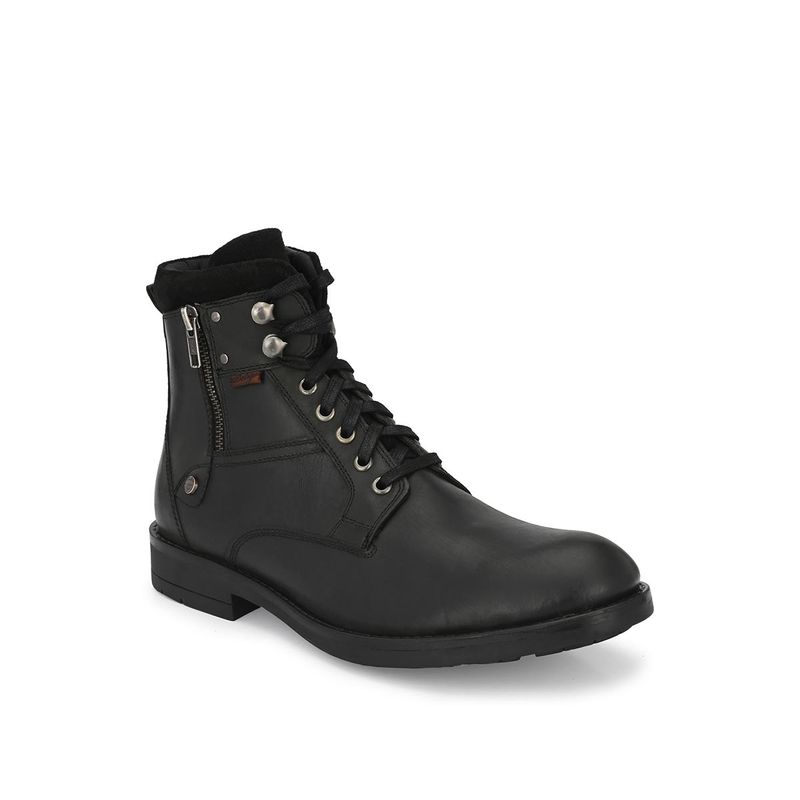 Delize Black Mens Solid Derby Boots (UK 10)