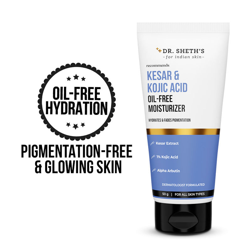 Dr. Sheth's Kesar & Kojic Acid Oil-Free Moisturizer, Intense Hydration & Pigmentation Free Skin