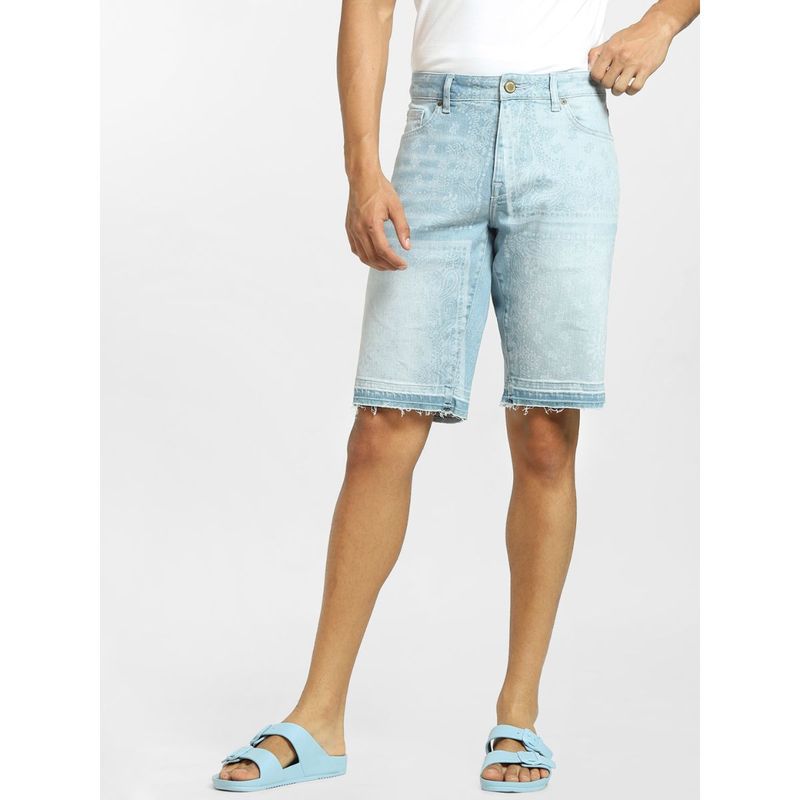 Jack & Jones Light Blue Paisley Print Denim Shorts (M)