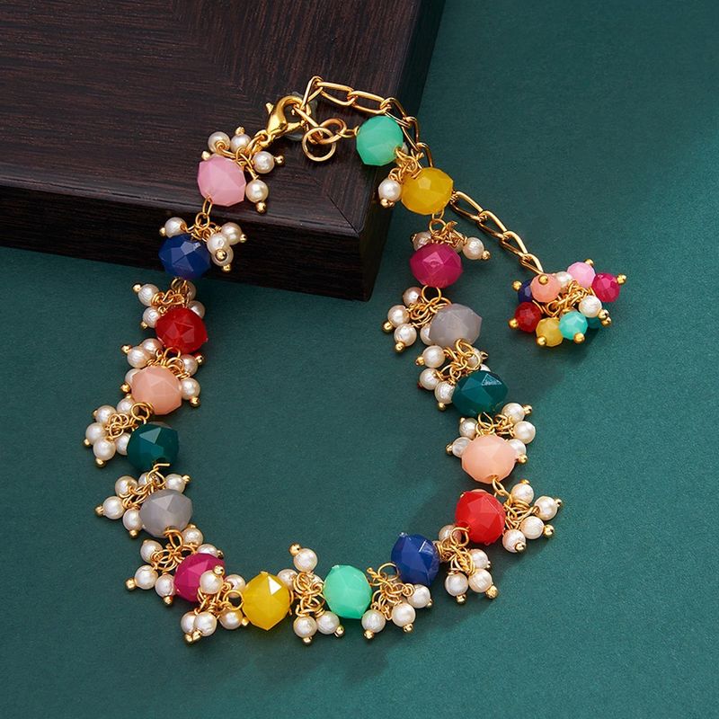 Buy Zaveri Pearls Multicolor Crystal Beads & Cluster Pearls