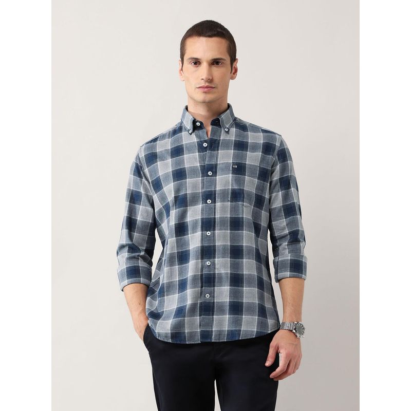 Arrow Sports Blue Men's Pure Cotton Twill Shirt (42)