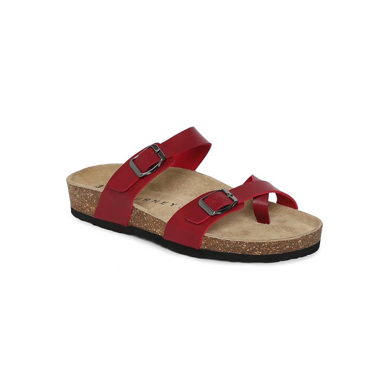 HF Journey Women KaYa Red Double Strap Sandals (EURO 36)