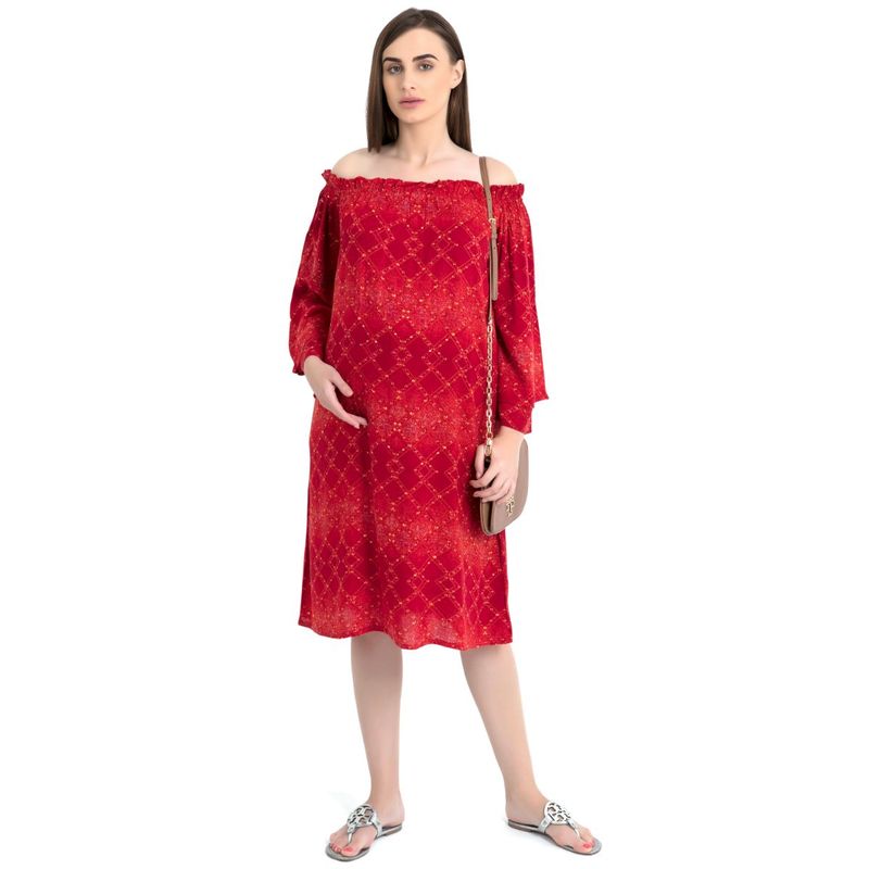 Blush9 Maternity Red Off shoulder Maternity Dress Buy Blush9 Maternity
