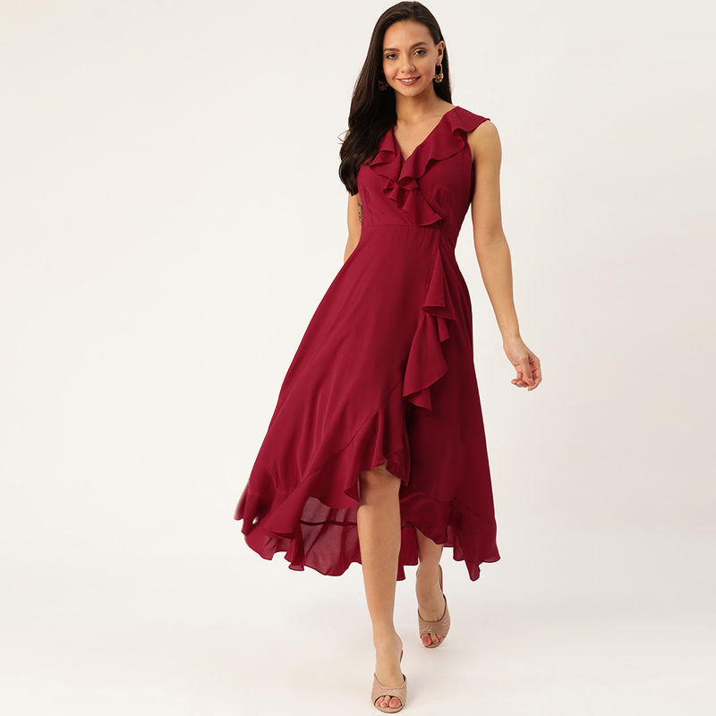 Twenty Dresses By Nykaa Fashion Own Your Elegance Dress - Maroon (S)