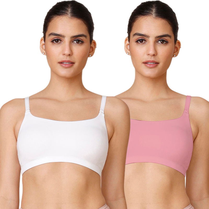 Nykd by Nykaa Easy Breezy Slip on Bra Pack of 2 NYB165 Blush & White (XL)