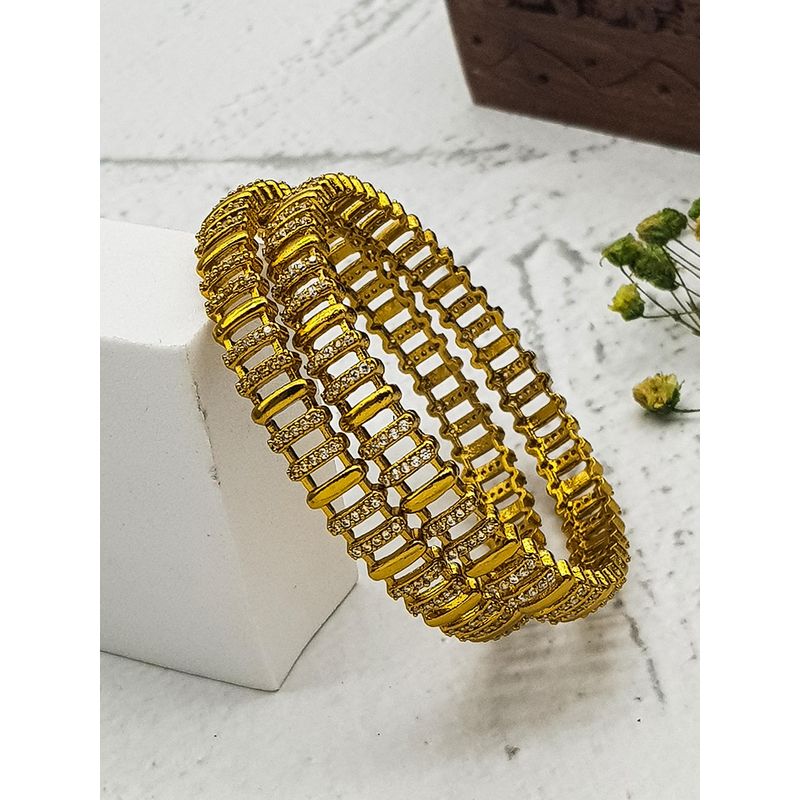 GRIIHAM Gold Plated Multi colour cz stone 2 bangles (Pack of 2) (2.8)