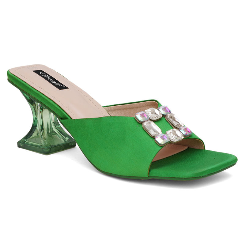 Sherrif Shoes Womens Green Color Heels (EURO 35)
