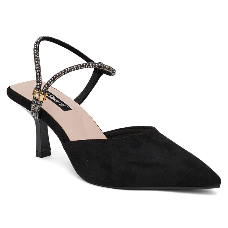 Sherrif Shoes Womens Black Color Heeled Sandals (EURO 37)