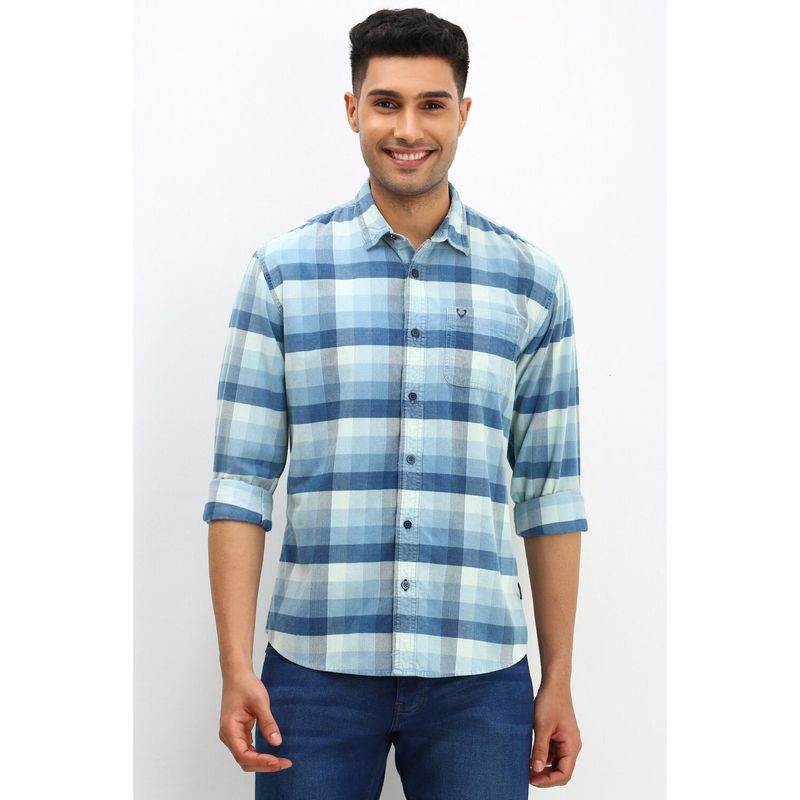 Allen Solly Men Blue Custom Fit Check Full Sleeves Casual Shirt (38)