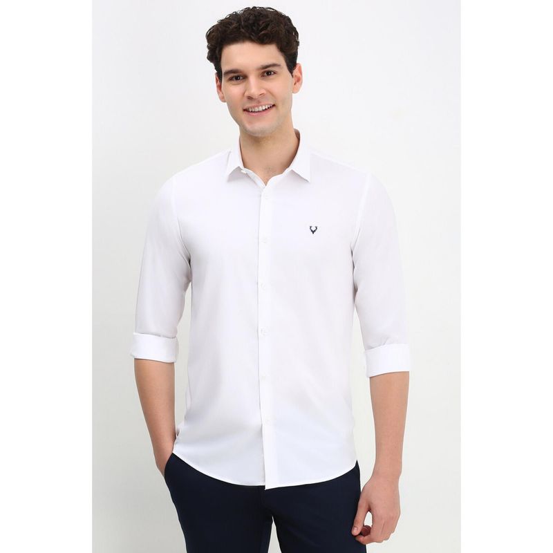 Allen Solly Men White Slim Fit Solid Full Sleeves Casual Shirt (40)