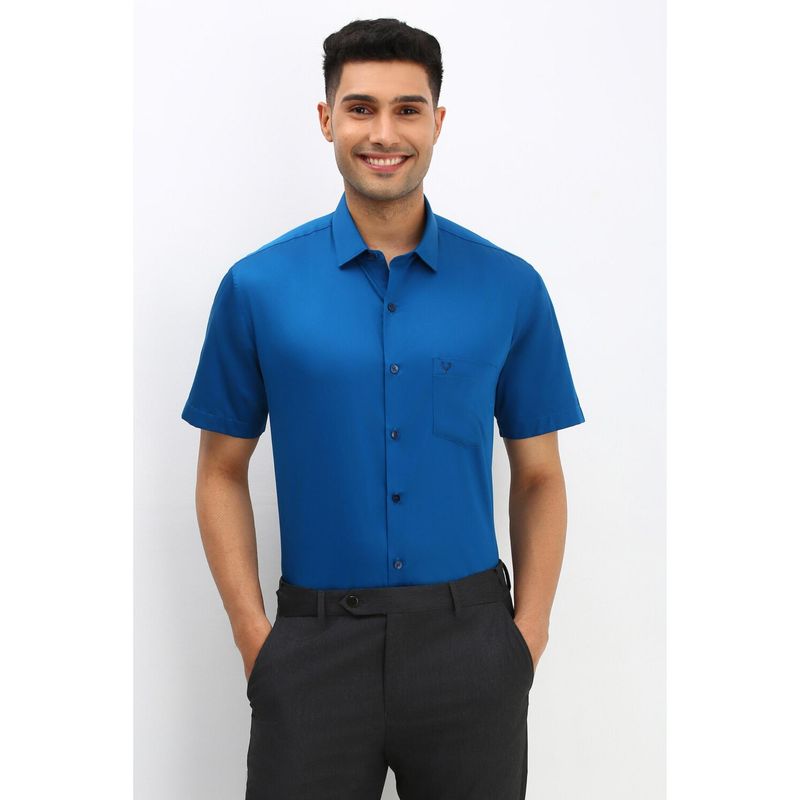Allen Solly Men Blue Slim Fit Solid Half Sleeves Formal Shirt (42)