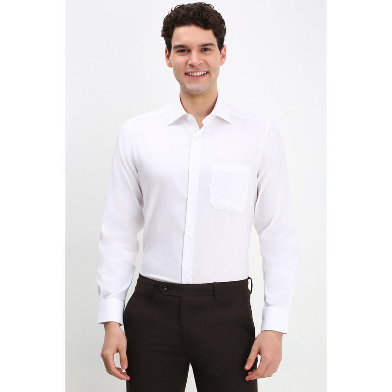 Allen Solly Men White Regular Fit Solid Full Sleeves Formal Shirt (38)