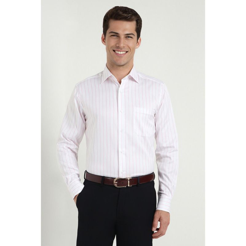 Allen Solly Men White Regular Fit Stripe Full Sleeves Formal Shirt (42)