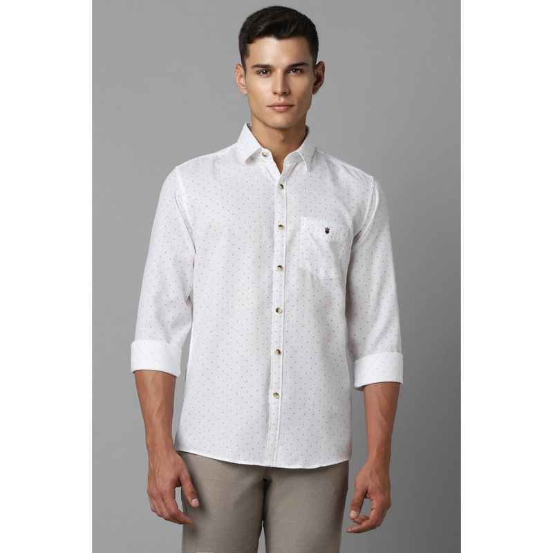 Louis Philippe Men White Slim Fit Print Full Sleeves Casual Shirt (40)