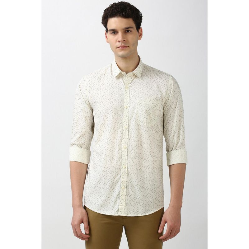 Peter England Men Cream Slim Fit Print Shirt (44)