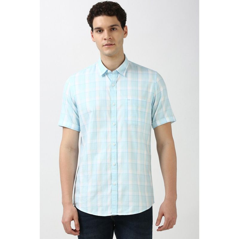 Peter England Men Blue Slim Fit Check Shirt (40)