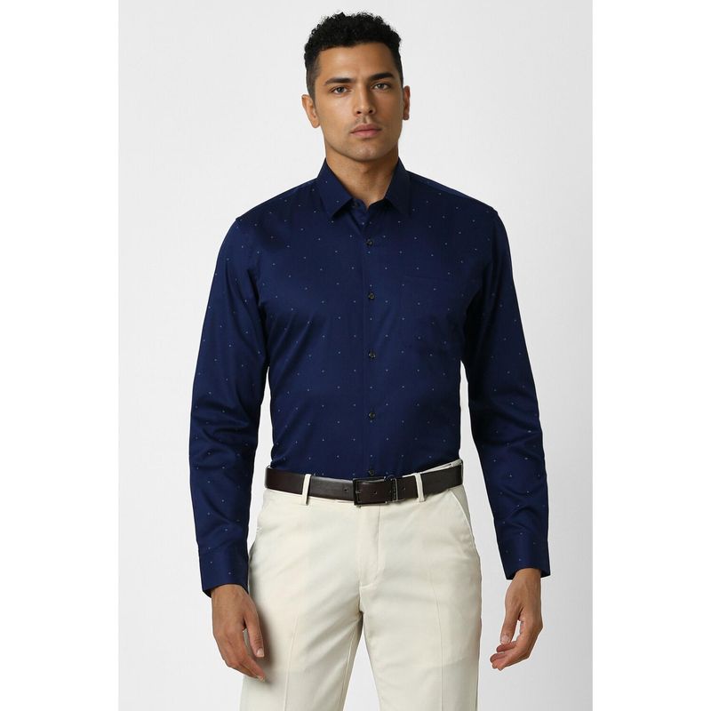 Peter England Men Navy Blue Slim Fit Formal Shirt (40)