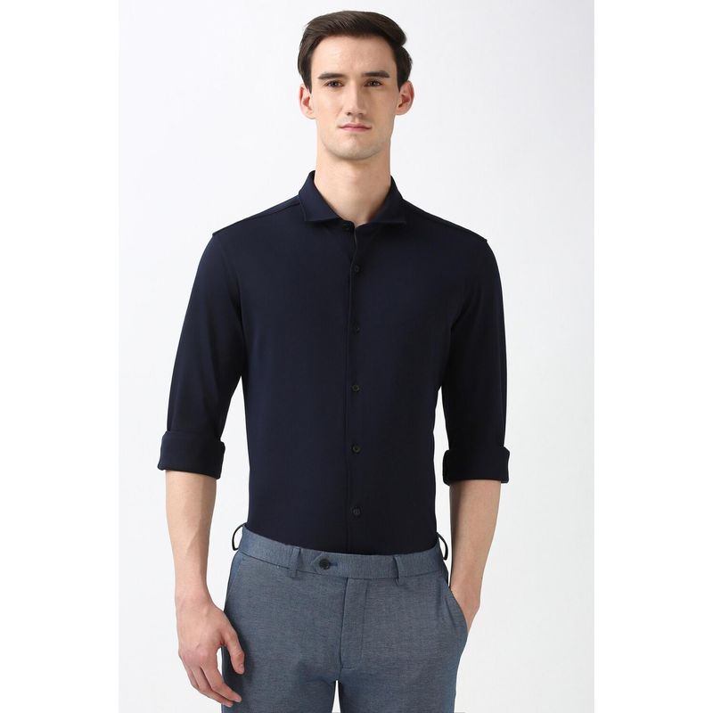 Peter England Men Navy Blue Super Slim Fit Formal Shirt (40)
